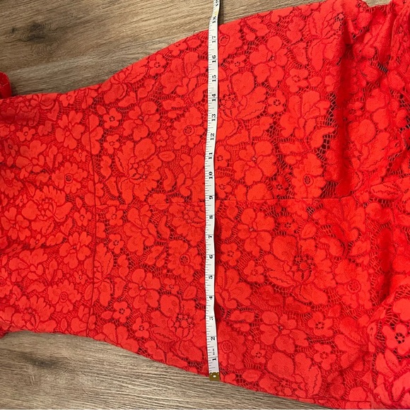 Vince Camuto Lace Midi Dress Women’s Size 6 Coral High Low Short Sleeve Cocktail - Picture 8 of 10